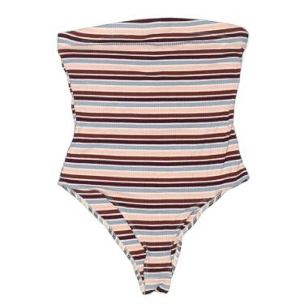 WILD FABLE Rib Tube Bodysuit Blue, Maroon, Brown, Pink & White